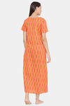Clovia Cotton Full Length Nightdress - Orange — thumbnail 5