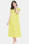 Clovia Rayon Full Length Nightdress - Green — thumbnail 1