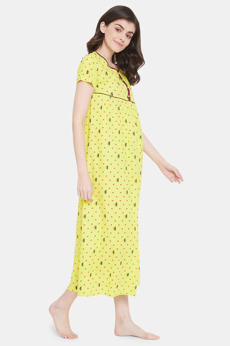 Clovia Rayon Full Length Nightdress - Green — image 2