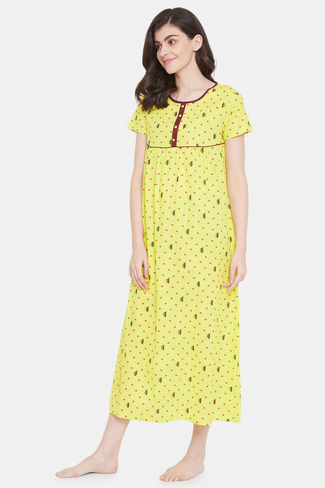 Clovia Rayon Full Length Nightdress - Green — image 3
