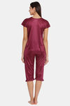 Clovia Satin Capri Set - Purple — thumbnail 4