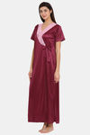 Clovia Satin Robe - Purple — thumbnail 3