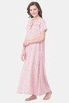 Clovia Rayon Full Length Nightdress - Pink — thumbnail 3