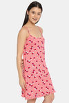 Clovia Cotton Knee Length Nightdress - Pink — thumbnail 2
