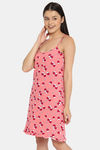 Clovia Cotton Knee Length Nightdress - Pink — thumbnail 3