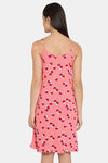 Clovia Cotton Knee Length Nightdress - Pink — thumbnail 4
