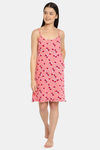Clovia Cotton Knee Length Nightdress - Pink — thumbnail 5
