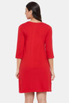 Clovia Cotton Knee Length Nightdress - Red — thumbnail 4