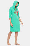 Clovia Cotton Knee Length Nightdress - Green — thumbnail 2