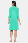 Clovia Cotton Knee Length Nightdress - Green — thumbnail 4