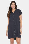 Clovia Cotton Knee Length Nightdress - Blue — thumbnail 1