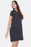 Clovia Cotton Knee Length Nightdress - Blue — thumbnail 2