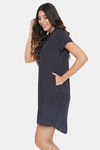 Clovia Cotton Knee Length Nightdress - Blue — thumbnail 3