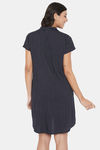 Clovia Cotton Knee Length Nightdress - Blue — thumbnail 4