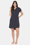 Clovia Cotton Knee Length Nightdress - Blue — thumbnail 5