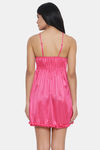 Clovia Satin Knee Length Nightwear + Robe - Pink — thumbnail 4