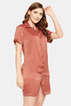 Clovia Satin Knee Length Nightdress - Copper — thumbnail 2