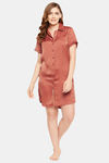 Clovia Satin Knee Length Nightdress - Copper — thumbnail 5