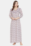 Clovia Cotton Full Length Nightdress - Purple — thumbnail 1