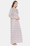 Clovia Cotton Full Length Nightdress - Purple — thumbnail 2