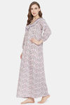 Clovia Cotton Full Length Nightdress - Purple — thumbnail 3