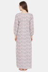 Clovia Cotton Full Length Nightdress - Purple — thumbnail 4