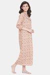 Clovia Cotton Full Length Nightdress - Beige — thumbnail 2