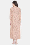 Clovia Cotton Full Length Nightdress - Beige — thumbnail 4