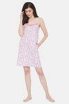Clovia Cotton Knee Length Nightdress - Purple — thumbnail 5