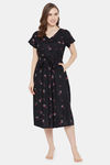 Clovia Rayon Mid Length Nightdress - Black — thumbnail 1