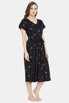 Clovia Rayon Mid Length Nightdress - Black — thumbnail 2