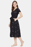 Clovia Rayon Mid Length Nightdress - Black — thumbnail 3