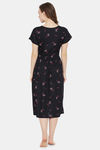Clovia Rayon Mid Length Nightdress - Black — thumbnail 4