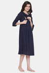 Clovia Rayon Mid Length Nightdress - Blue — thumbnail 2