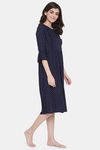 Clovia Rayon Mid Length Nightdress - Blue — thumbnail 3