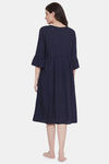 Clovia Rayon Mid Length Nightdress - Blue — thumbnail 4