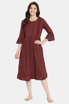 Clovia Rayon Mid Length Nightdress - Maroon — thumbnail 1