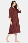 Clovia Rayon Mid Length Nightdress - Maroon — thumbnail 2