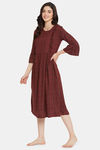 Clovia Rayon Mid Length Nightdress - Maroon — thumbnail 3
