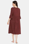 Clovia Rayon Mid Length Nightdress - Maroon — thumbnail 4