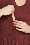 Clovia Rayon Mid Length Nightdress - Maroon — thumbnail 5