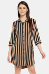Clovia Nylon Knee Length Nightdress - Beige — thumbnail 1