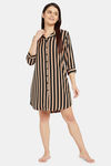 Clovia Nylon Knee Length Nightdress - Beige — thumbnail 5