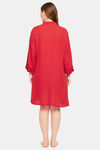 Clovia Nylon Knee Length Nightwear + Robe - Red — thumbnail 4
