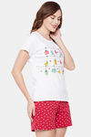 Clovia Cotton Shorts Set - Red — thumbnail 2
