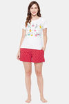 Clovia Cotton Shorts Set - Red — thumbnail 5