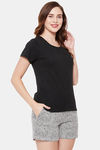 Clovia Cotton Shorts Set - Black — thumbnail 2