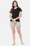 Clovia Cotton Shorts Set - Black — thumbnail 5
