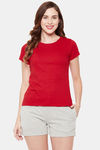 Clovia Cotton Shorts Set - Red — thumbnail 1