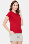 Clovia Cotton Shorts Set - Red — thumbnail 2